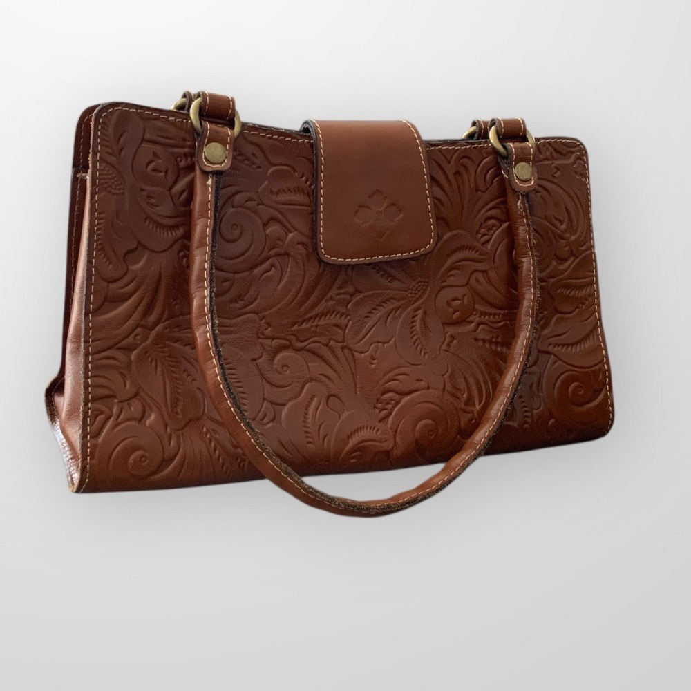 Patricia Nash Tooled Leather Satchel in Chestnut Brown - Picture 5 of 8
